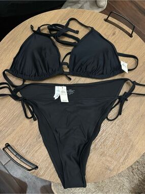 XXL Aerie black String Tie Bikini Set - Women Swim